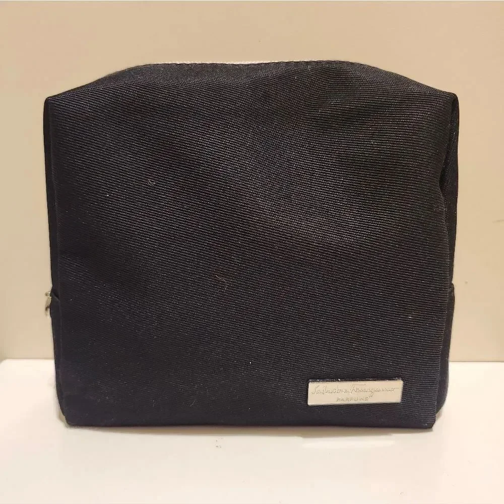 New Salvatore Ferragamo x Alitalia Business Class Canvas w/Gancini Amenity Bag